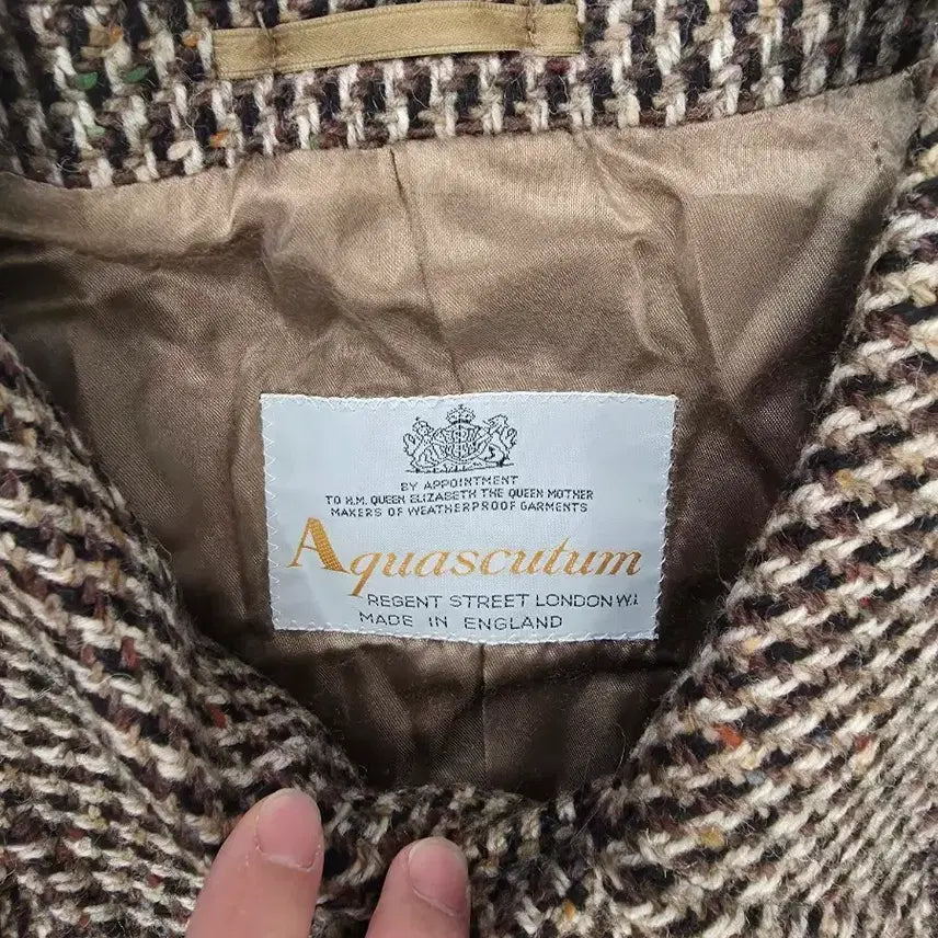 [BUNJANG] Aquascutum Scottish Tweed Houndstooth Pattern Single Coat / 아쿠아스큐텀 스코티시 트위드 코트