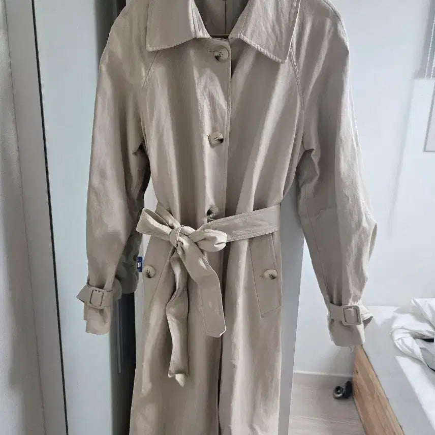 [BUNJANG] Spring Leather Trench Coat 55 Size / 봄  가죽 트렌치코트  55사이즈