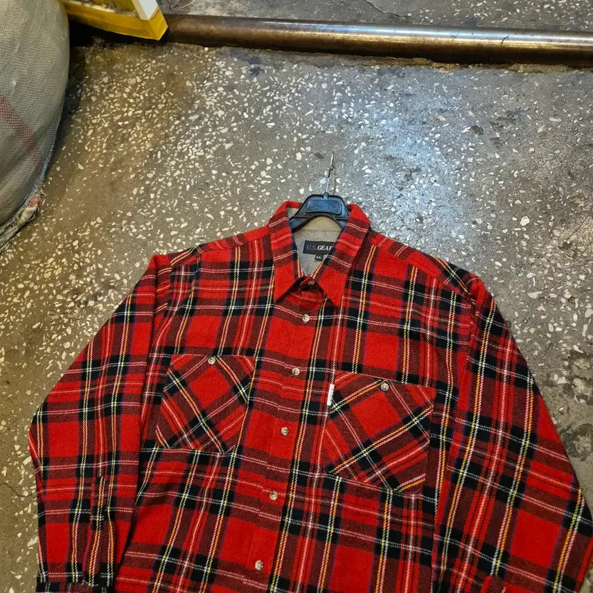 [BUNJANG] Tartan Check Acrylic Shirt / (XL)타탄체크 융남방