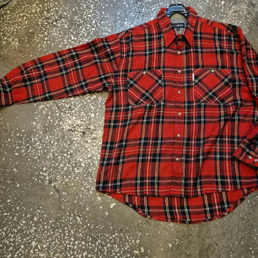 [BUNJANG] Tartan Check Acrylic Shirt / (XL)타탄체크 융남방