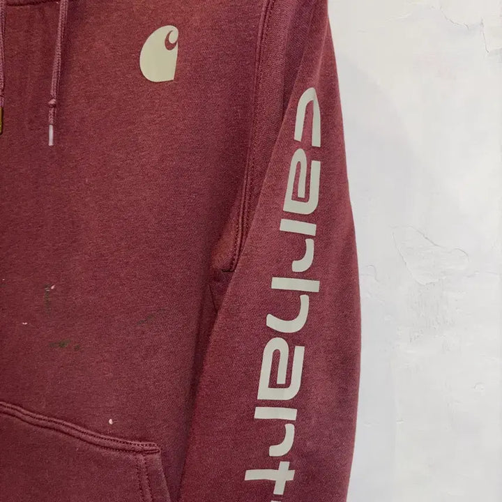 [BUNJANG] Carhartt Burgundy Logo Hoodie / Carhartt 후드티 / Burgundy