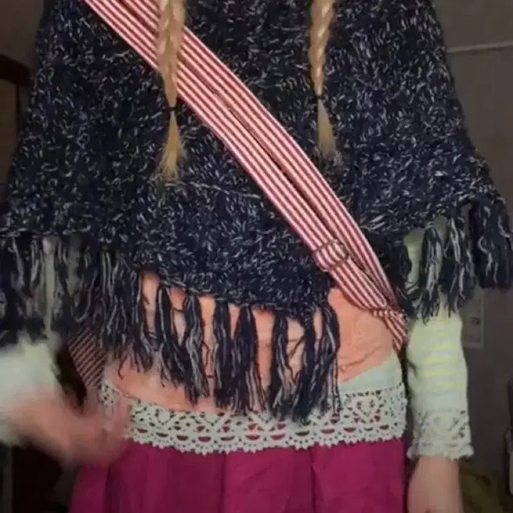 [BUNJANG] Vintage Knit Shawl Cape Set / 파격할인)4p 빈티지 니트 숄 케이프 개대장 코디셋세트 하주코