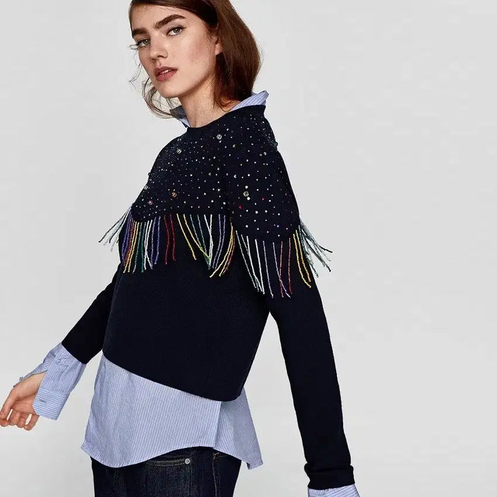 [BUNJANG] ZARA Beaded Fringe Sweater / [ZARA]자라 비즈 프린지 스웨터
