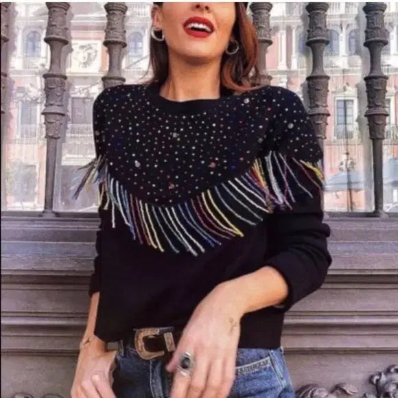 [BUNJANG] ZARA Beaded Fringe Sweater / [ZARA]자라 비즈 프린지 스웨터