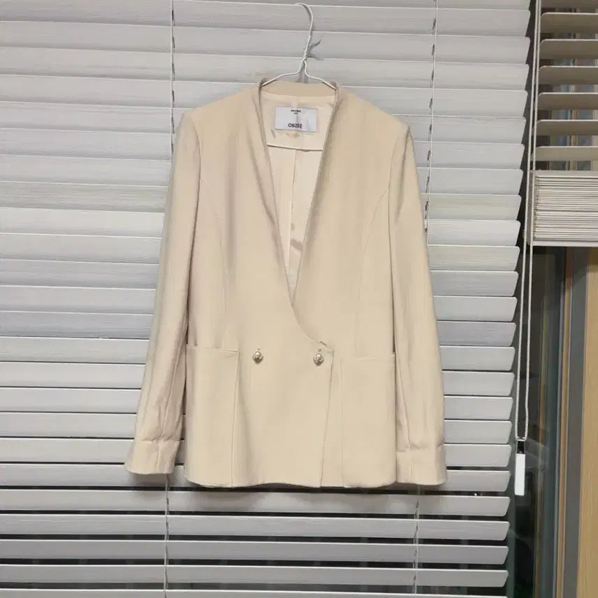 [BUNJANG] OBZEE Ivory No Collar Jacket / 한섬 OBZEE 오브제아카이브 아이보리 노카라 자켓