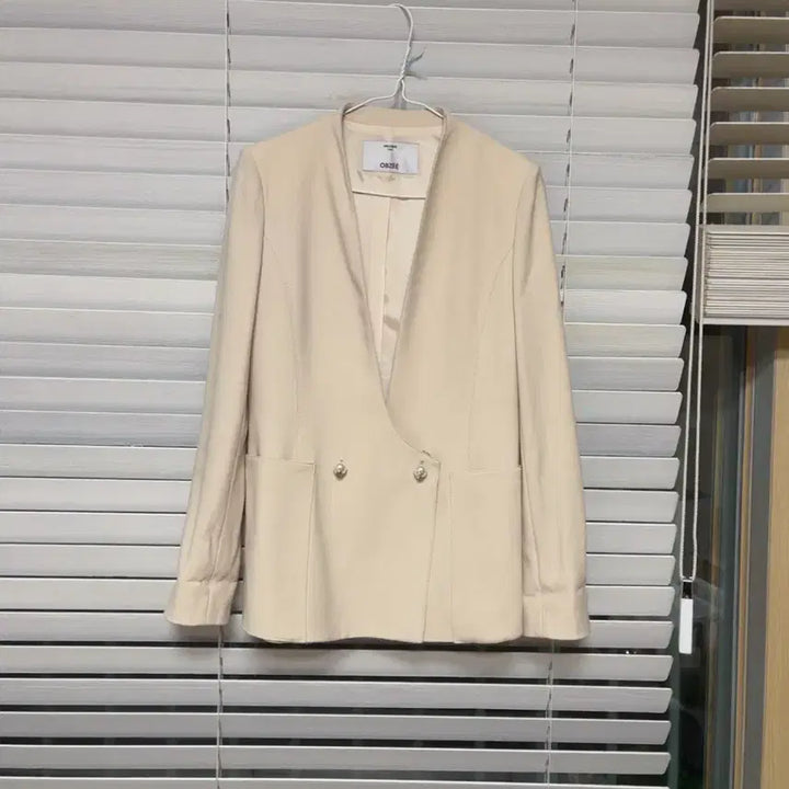 [BUNJANG] OBZEE Ivory No Collar Jacket / 한섬 OBZEE 오브제아카이브 아이보리 노카라 자켓