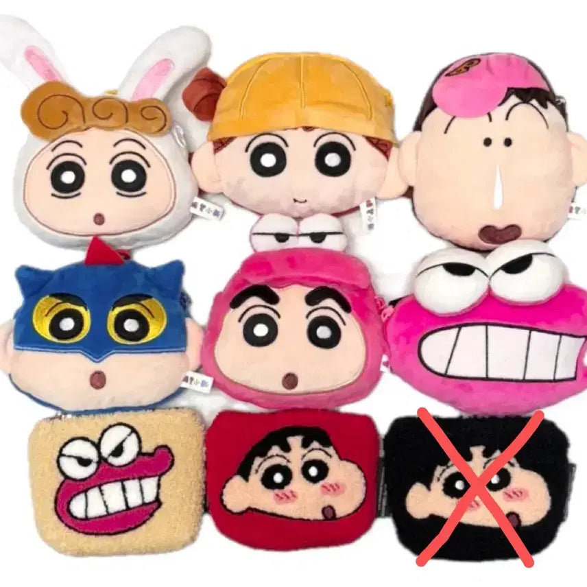 [BUNJANG] Crayon Shin-chan Coin Pouch Set / 짱구 동전지갑 파우치 모음(맹구/짱아/유리/와니야마상/액션가면)