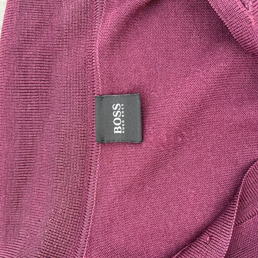 [BUNJANG] BOSS Burgundy Knit Long Sleeve Polo Shirt / BOSS 버건디 니트 롱슬리브 폴로티