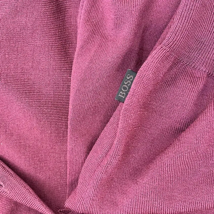 [BUNJANG] BOSS Burgundy Knit Long Sleeve Polo Shirt / BOSS 버건디 니트 롱슬리브 폴로티