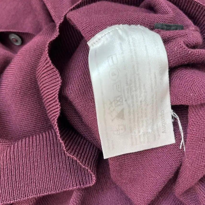 [BUNJANG] BOSS Burgundy Knit Long Sleeve Polo Shirt / BOSS 버건디 니트 롱슬리브 폴로티