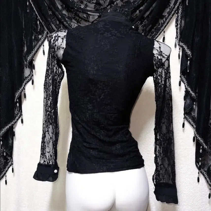 [BUNJANG] Romantic Gothic Lace See-through Blouse / 로맨틱고딕 고스로리 펑크 레이스 시스루 블라우스 로걀탑 오네갸루 공겜