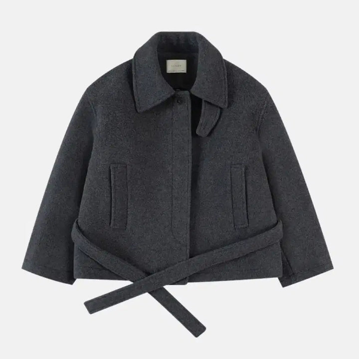 [BUNJANG] SEEYA Belted Short Coat - Gray / 울 벨트 숏 코트 그레이 시야주