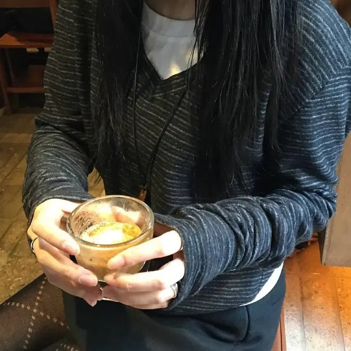 [BUNJANG] Stripe Charcoal T-shirt / 스트라이프 티