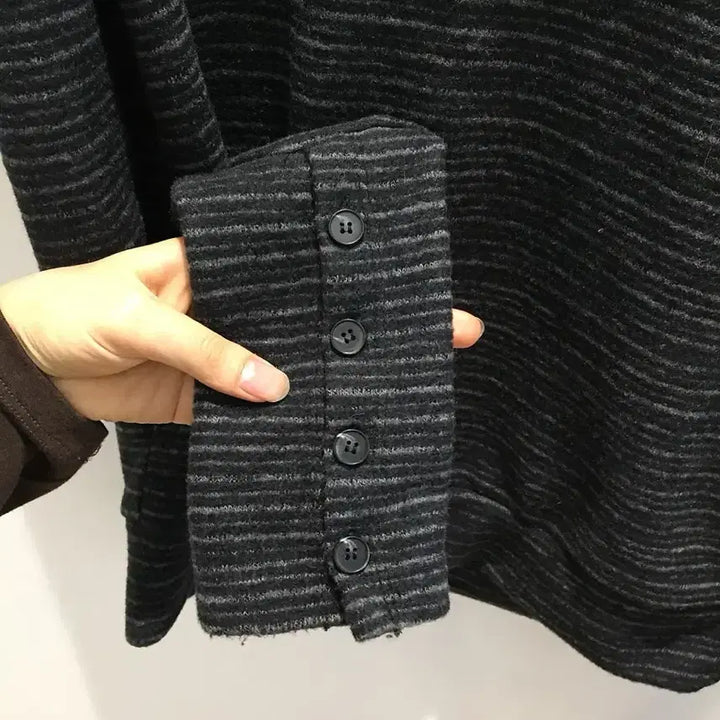 [BUNJANG] Stripe Charcoal T-shirt / 스트라이프 티