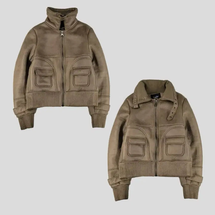 [BUNJANG] Vintage Brown Mustang Short Jacket / 빈티지 브라운 무스탕 숏 자켓
