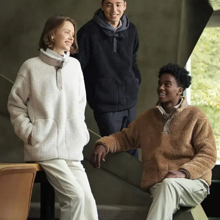 [BUNJANG] White Mountaineering Boa Fleece Pullover Sweatshirt Anorak / 유니클로&화이트마운티니어링 보아 프리스 풀오버 스웻셔츠 아노락 L~105