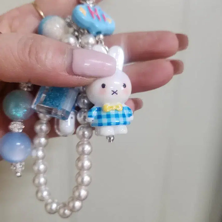 [BUNJANG] Miffy Handmade Pearl Bead Keyring / 미피 피규어 진주 비즈 키링(핸드메이드)
