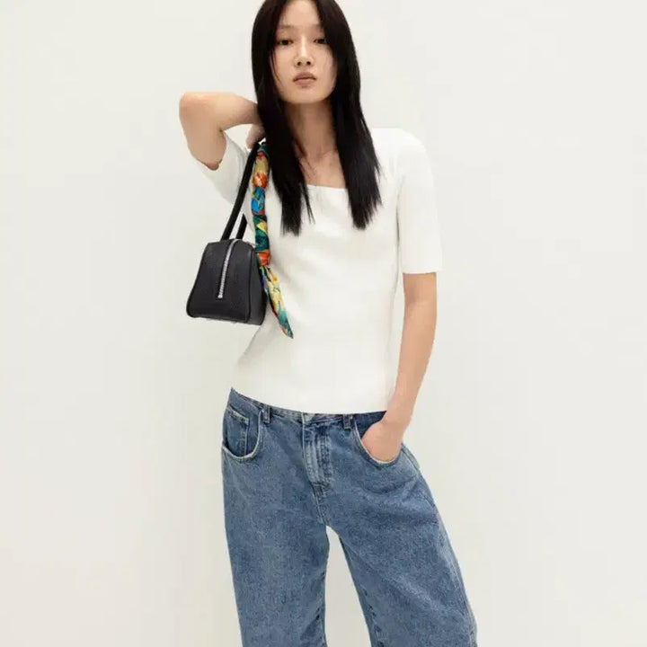 [BUNJANG] Or High-Density 5-Part Knit - Ivory / 오르 고밀도 5부 니트 - 아이보리