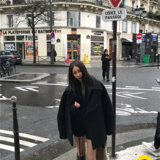 [BUNJANG] Love Me Us Roem Half Coat Black / 러브미우 로엠하프코트 블랙