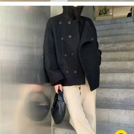 [BUNJANG] Love Me Us Roem Half Coat Black / 러브미우 로엠하프코트 블랙