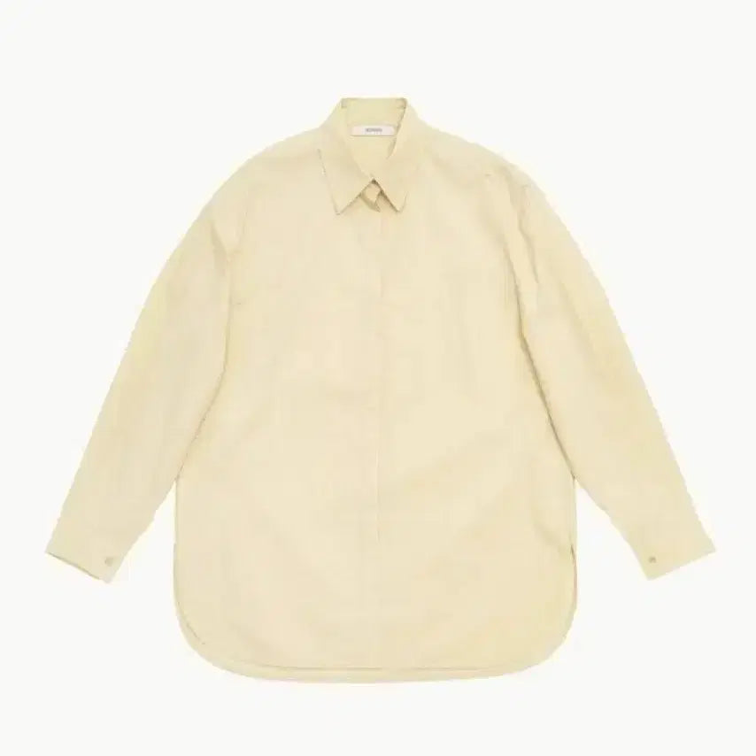 [BUNJANG] AMOMENTO Oversized Hidden Button Shirt (Butter Yellow) / 아모멘토 여성 히든 버튼 클로징 오버사이즈 셔츠 (버터옐로우 색상)
