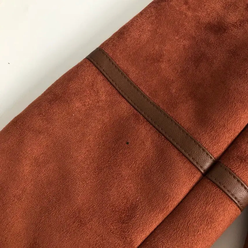 [BUNJANG] Suede Long Mouton Coat with Hood / 스웨이드 롱 무스탕 코트 후드 퍼