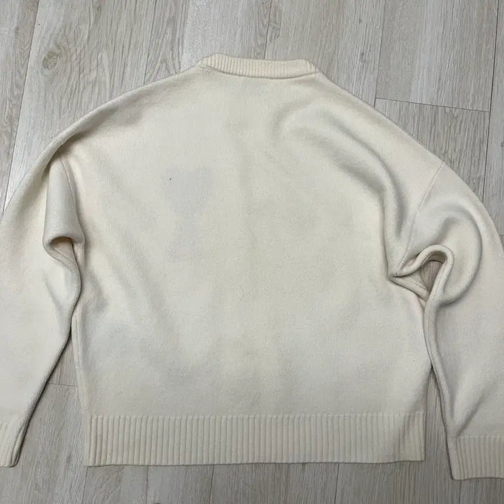 [BUNJANG] AMI Heart Logo Ivory Knit Sweater / 아미 AMI 하트 로고 아이보리 니트