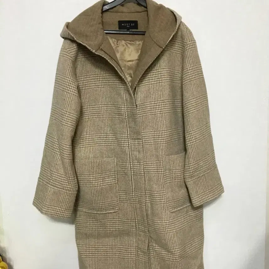 [BUNJANG] MUSTBE Check Hooded Long Coat / MUSTBE 체크 후드 롱코트