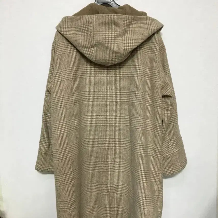 [BUNJANG] MUSTBE Check Hooded Long Coat / MUSTBE 체크 후드 롱코트