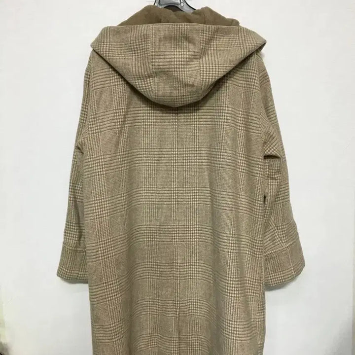 [BUNJANG] MUSTBE Check Hooded Long Coat / MUSTBE 체크 후드 롱코트