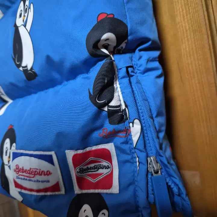 [BUNJANG] Bebe de Pino Penguin Pattern Blue Down Jacket (Size 100) / 베베드피노 펭귄 패턴 블루 오리털 패딩 점퍼100