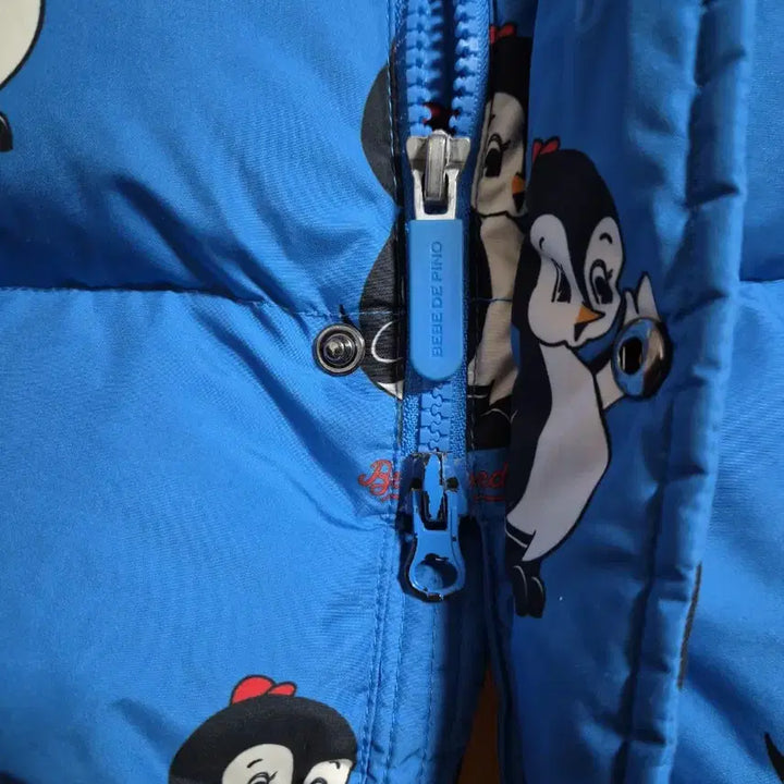 [BUNJANG] Bebe de Pino Penguin Pattern Blue Down Jacket (Size 100) / 베베드피노 펭귄 패턴 블루 오리털 패딩 점퍼100