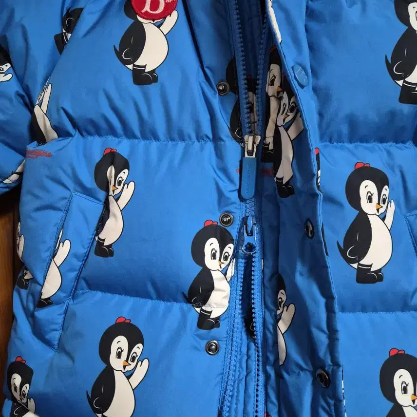 [BUNJANG] Bebe de Pino Penguin Pattern Blue Down Jacket (Size 100) / 베베드피노 펭귄 패턴 블루 오리털 패딩 점퍼100