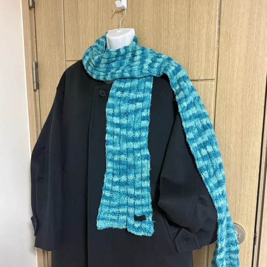 [BUNJANG] Anna Sui Blue Colorblock Scarf / 안나수이 머플러