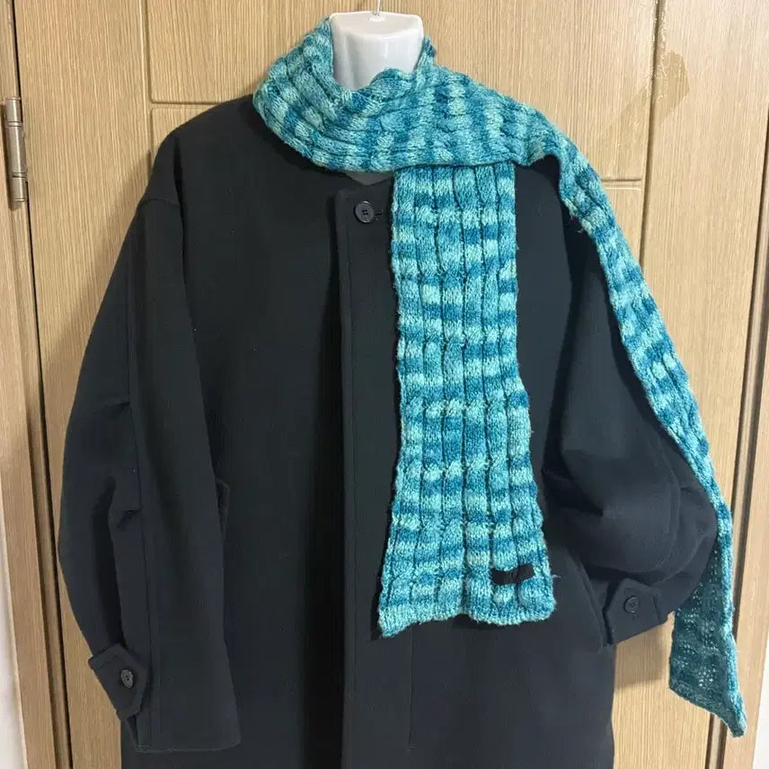 [BUNJANG] Anna Sui Blue Colorblock Scarf / 안나수이 머플러