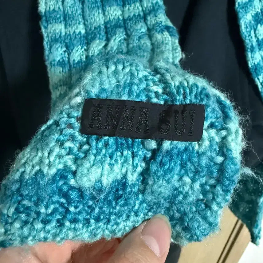 [BUNJANG] Anna Sui Blue Colorblock Scarf / 안나수이 머플러