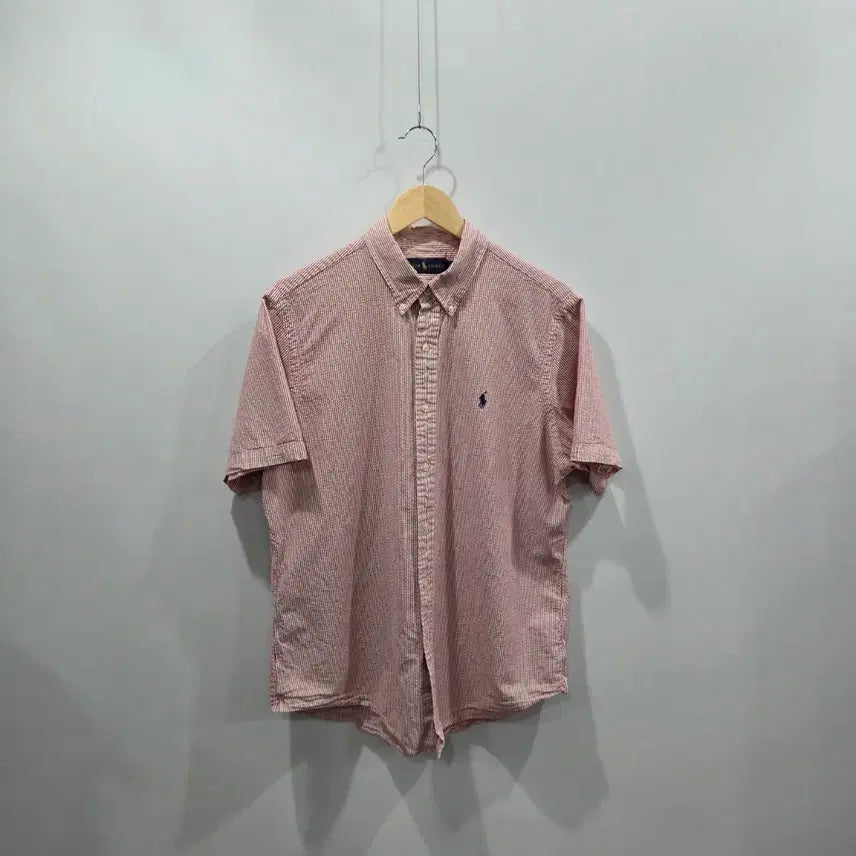 [BUNJANG] Polo Ralph Lauren Striped Seersucker Button-Down Shirt (L) / 폴로랄프로렌 버튼다운 스트라이프 시어서커 반팔셔츠 L