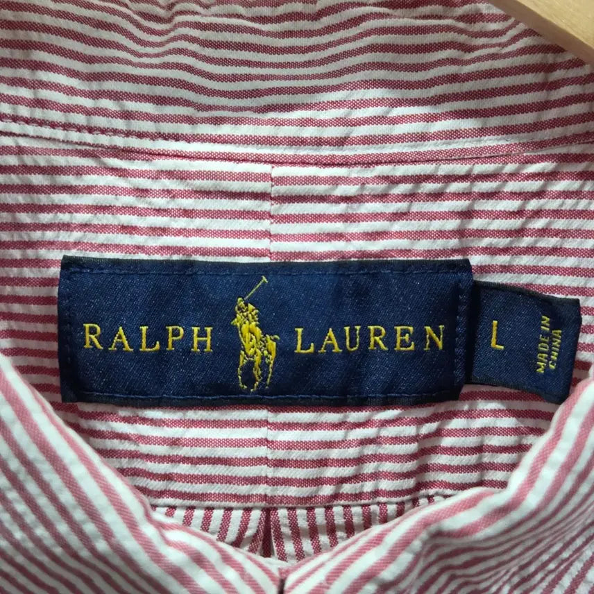 [BUNJANG] Polo Ralph Lauren Striped Seersucker Button-Down Shirt (L) / 폴로랄프로렌 버튼다운 스트라이프 시어서커 반팔셔츠 L