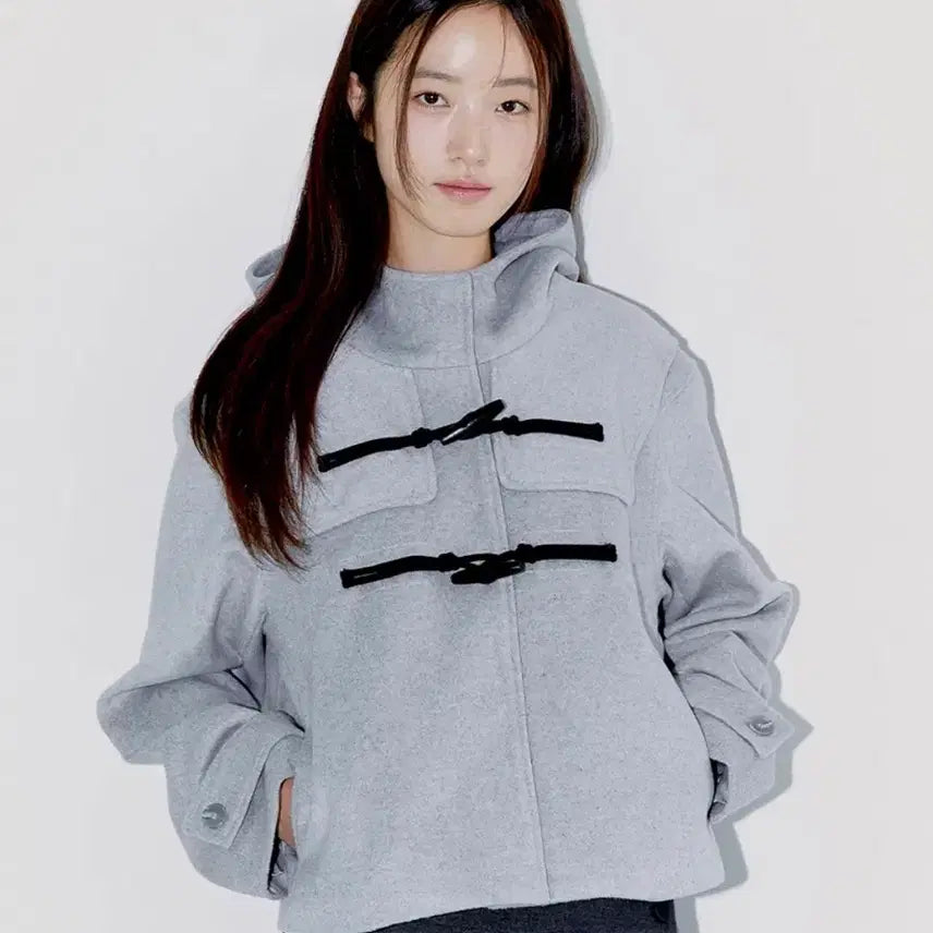 [BUNJANG] Oafish Wool Duffle Short Coat - Light Gray / 오피쉬 WOOL DUFFLE SHORT COAT, LIGHT GRAY