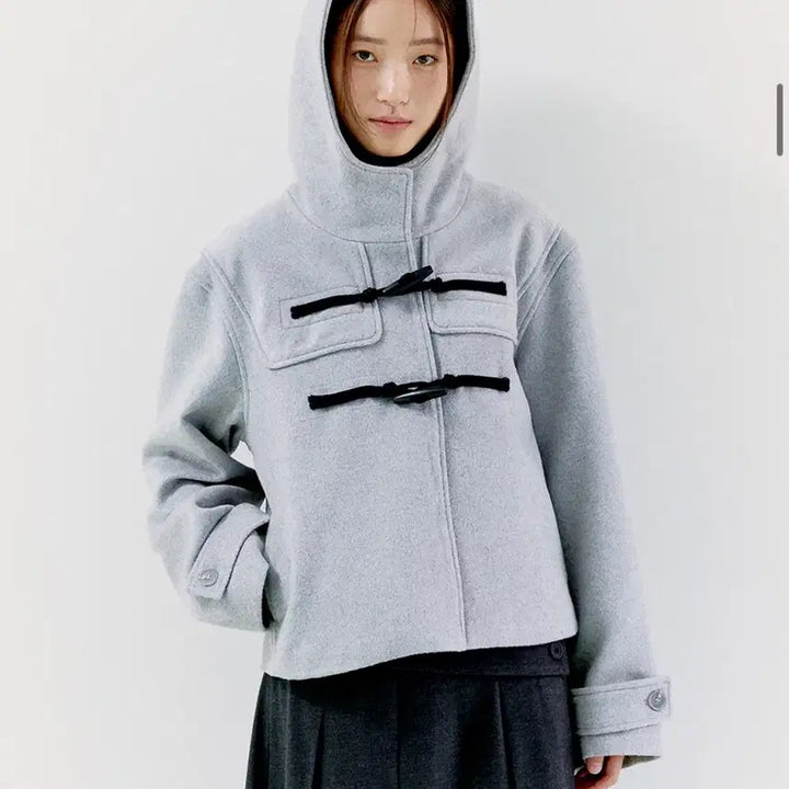 [BUNJANG] Oafish Wool Duffle Short Coat - Light Gray / 오피쉬 WOOL DUFFLE SHORT COAT, LIGHT GRAY