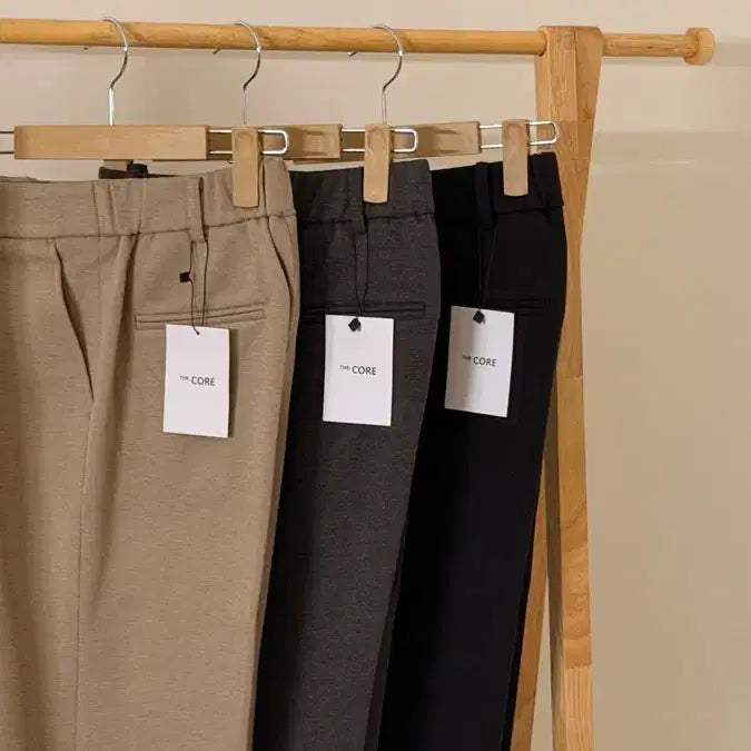 [BUNJANG] Semi-Wide Bending Slacks (Beige/Charcoal/Black) / (새상품) 세미 와이드 밴딩 슬랙스 (베이지/차콜/블랙)