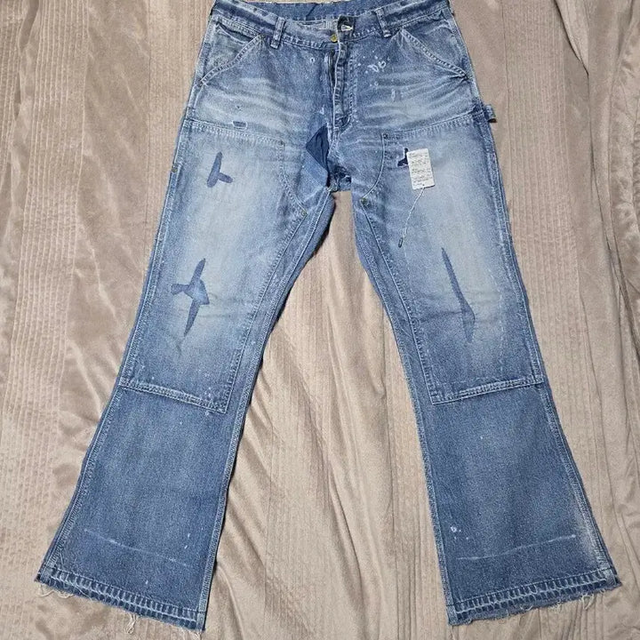 [BUNJANG] Saint Michael Denim Double Knee Blue 24AW / 세인트 미카엘 마이클 데님 더블니 블루 - 24AW