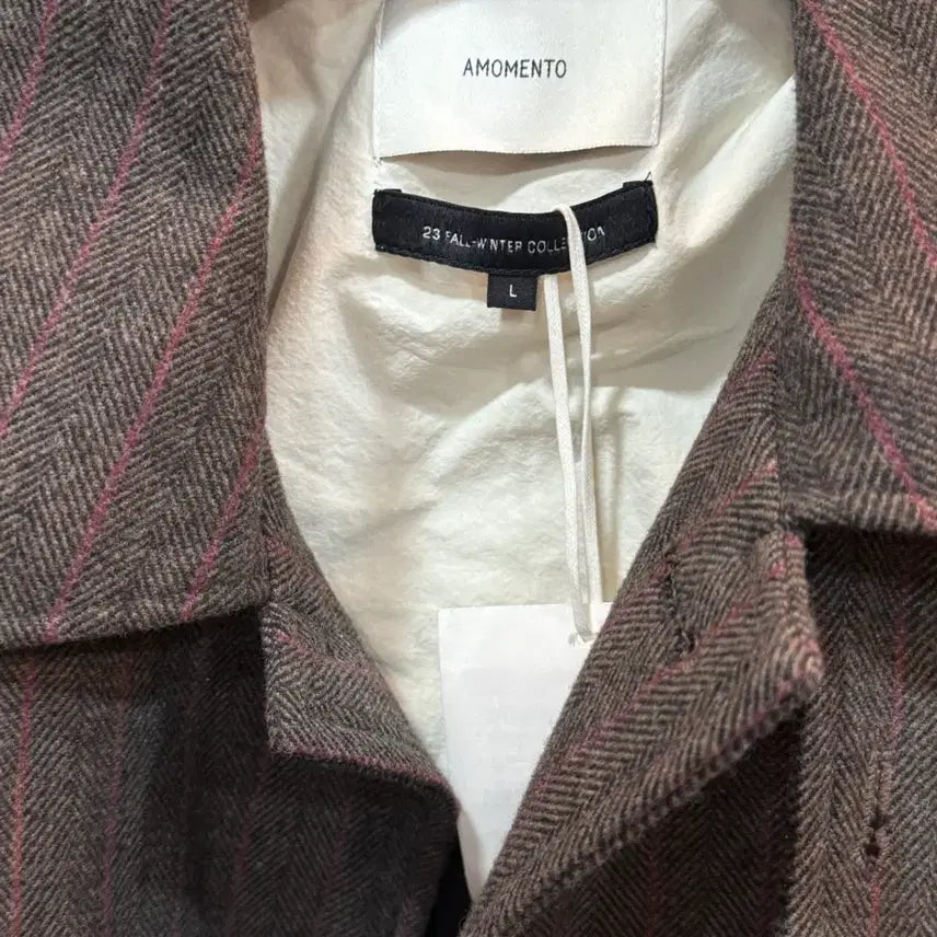 [BUNJANG] AMOMENTO Wool Stripe Jacket Brown L Size / 아모멘토 울 스트라이프 자켓 브라운 Lsize