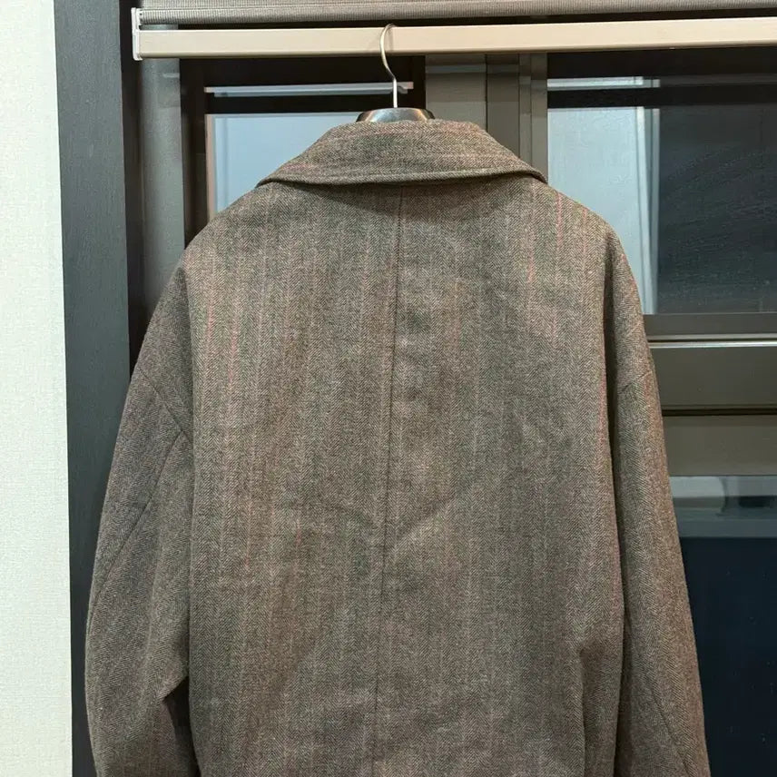 [BUNJANG] AMOMENTO Wool Stripe Jacket Brown L Size / 아모멘토 울 스트라이프 자켓 브라운 Lsize