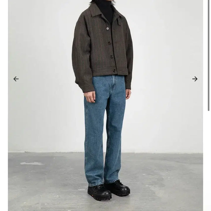 [BUNJANG] AMOMENTO Wool Stripe Jacket Brown L Size / 아모멘토 울 스트라이프 자켓 브라운 Lsize