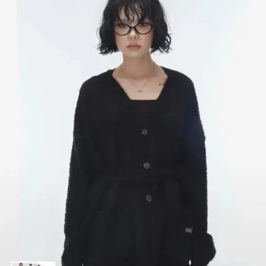 [SOLD OUT] 새상품 애즈온 루카 타이 가디건 블랙 미스치프 블랙업 스컬프터