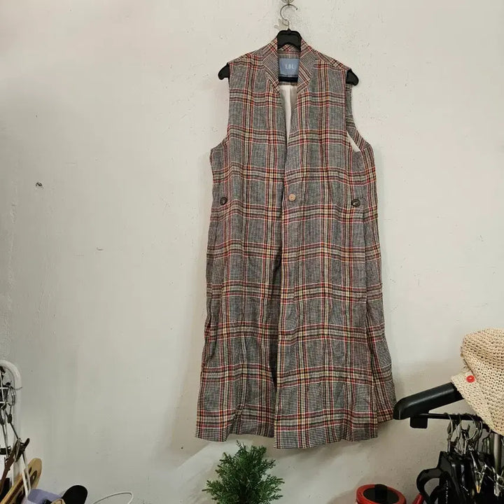 [BUNJANG] LBL Long Vest / LBL 체크 롱 베스트 조끼