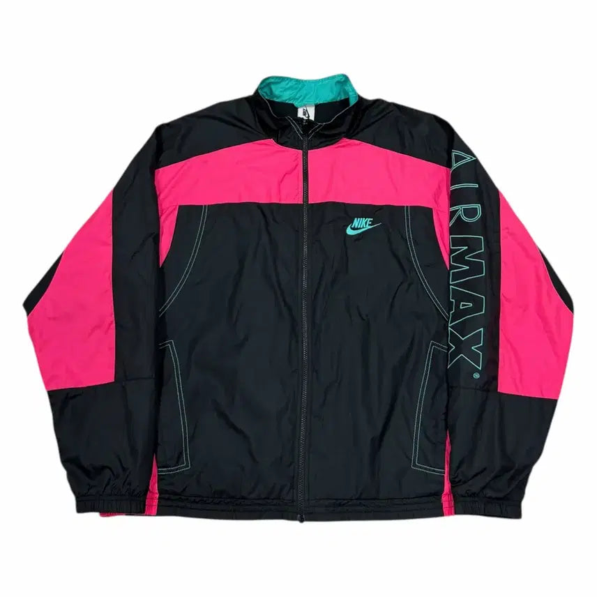 [BUNJANG] Nike Atmos NRG Patchwork Track Jacket - Black Pink XL / 나이키 X 아트모스 NRG 패치워크 트랙자켓 바람막이 블랙 핑크 XL