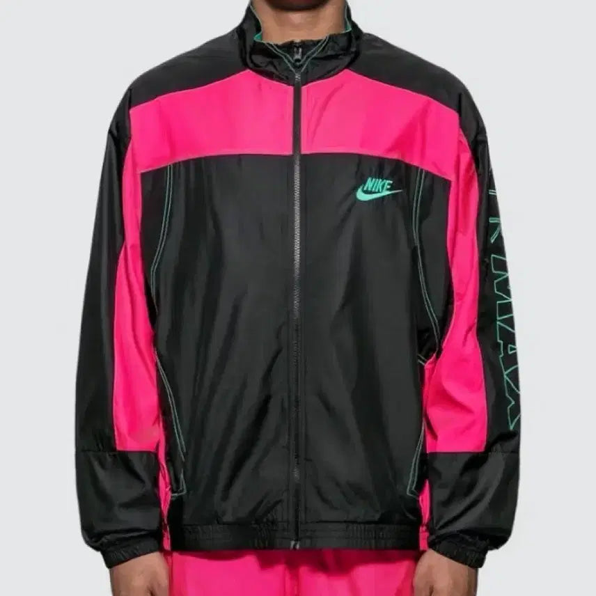 [BUNJANG] Nike Atmos NRG Patchwork Track Jacket - Black Pink XL / 나이키 X 아트모스 NRG 패치워크 트랙자켓 바람막이 블랙 핑크 XL