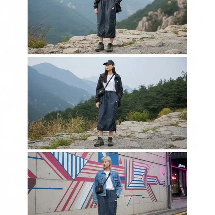 [BUNJANG] Adidas Navy Cargo Long Skirt / 고프코어룩 네이비 카고 롱 스커트